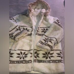 Reversible Faux Fur Coat w/ Hood